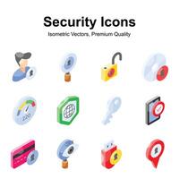 Grab this carefully crafted isometric security icons set, ready for premium use vector