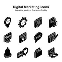 Ready to use digital marketing isometric vectors set, premium vectors