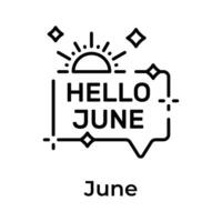 Hello june vector design, isolated on white background