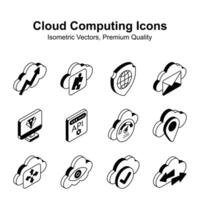 un cautivador nube informática isométrica íconos conjunto Listo para prima utilizar vector