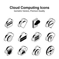 Have a look at this visually appealing cloud computing isometric vectors set