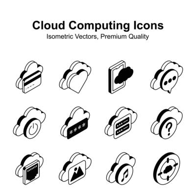 Have a look at this visually appealing cloud computing isometric vectors set
