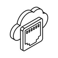 Network socket with cloud, isometric vector of cloud ethernet