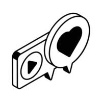 Video message, video conversation isometric icon in trendy style vector