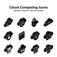 Cloud computing isometric vectors set isolated on white background