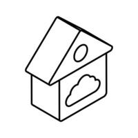 Cloud with Home Building denoting isometric vector of Smart Home