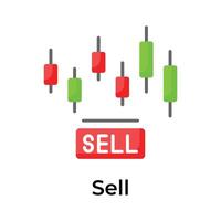 Stock trading vector design, Sell stock icon editable style