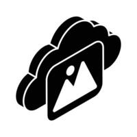 Cloud with image concept isometric icon of image backup, cloud computing vector design