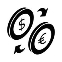 moneda con flecha denotando dinero intercambiar vector, moneda convertidor isométrica icono vector