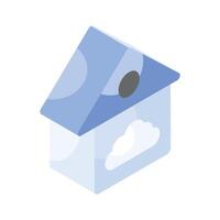 Cloud with Home Building denoting isometric vector of Smart Home