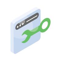 Spanner with website denoting concept icon of website setting vector