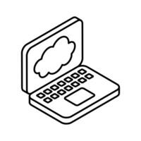 Cloud inside laptop screen, concept isometric icon of cloud computing vector