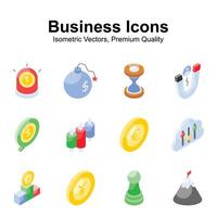 Grab this beautifully designed business and finance isometric icons set in modern style vector