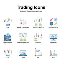 Premium quality pack of trading icons, ready to use and download vector