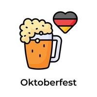 Amazing and unique Icon of oktoberfest in trendy design style, beer glass vector