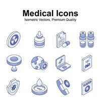 Catch a sight at this beautiful and amazing medical and healthcare isometric vectors set