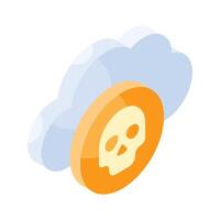 Perfectly designed isometric icon of cloud error, isolated on white background vector