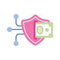 Secure bitcoin network icon in flat style, up for premium use vector
