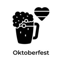 Amazing and unique Icon of oktoberfest in trendy design style, beer glass vector