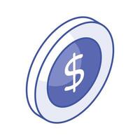 Check this carefully designed icon of money, dollar coin vector