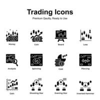 Get this amazing trading icons set in trendy design style, up for premium use vector