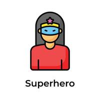 A female wearing eye mask on her face depicting superhero vector