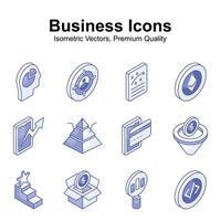 Have a look at this visually appealing business and finance isometric icons set vector