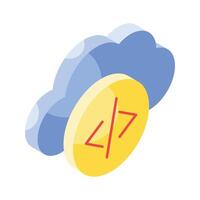 Creative isometric icon of cloud coding, ready to use and download vector