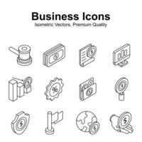 Get your hold on this creatively crafted business and finance isometric icons vector