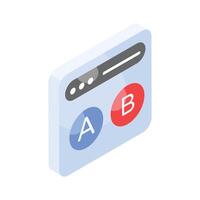 A captivating isometric icon of ab testing in editable style, ready for premium use vector