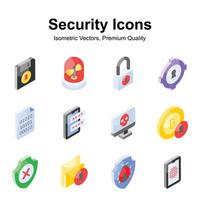 Get this visually appealing security icons in isometric style, ready to use and download vector