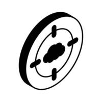 Get your hold on this beautiful icon of cloud target in isometric style vector