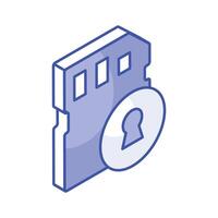 Have a look at this carefully crafted secure memory card isometric vector