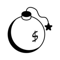 An amazing isometric icon of money bomb, vector of financial risk