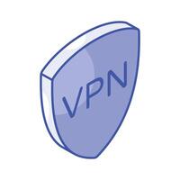seguro VPN, red proteccion isométrica vector diseño