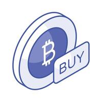 Have a look at this amazing isometric icon of buy bitcoin in trendy style vector