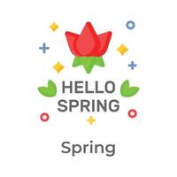 Flower with leaves denoting concept icon of spring season, hello spring icon design vector