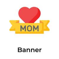 Mothers day banner with heart, flat icon of mothers day celebration banner vector