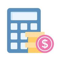 Calculator with coins denoting accounting concept vector, money calculation icon vector