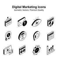 tomar un Mira a esta hermosa y increíble digital márketing isométrica iconos, editable vectores