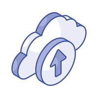 Cloud uploading, cloud with upward arrow, concept of cloud upload vector