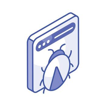 Bug on webpage showing concept isometric vector of malicious website