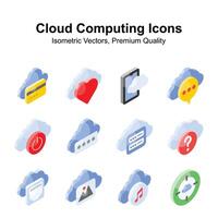 Have a look at this visually appealing cloud computing isometric vectors set