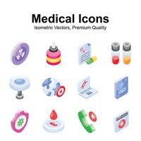 Catch a sight at this beautiful and amazing medical and healthcare isometric vectors set