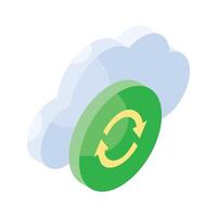 Cloud sync, arrows with cloud, isometric icon of cloud update, easy to use vector