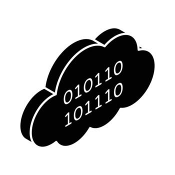 nube binario codificación vector isométrica icono en moderno estilo