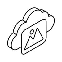 Cloud with image concept isometric icon of image backup, cloud computing vector design