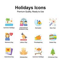 Pack of holidays and festival icons set, ready to use vectors