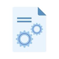 Cogwheel on paper showing flat concept icon of document setting vector