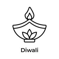 Diwali decoration, beautifully designed icon of oil lamp in modern design style vector